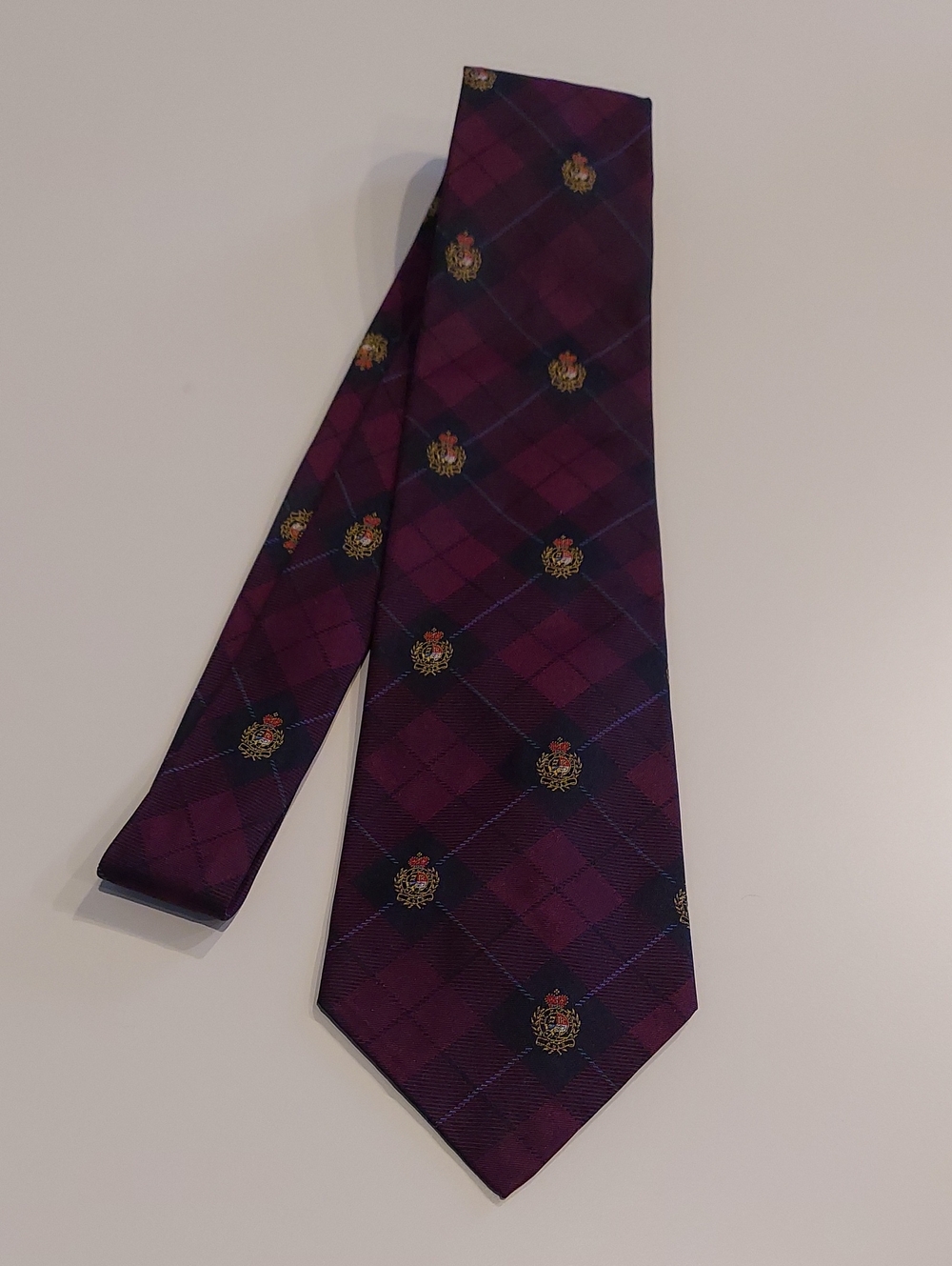 Vintage Polo By Ralph Lauren Deep Purple Plaid Crest Tie